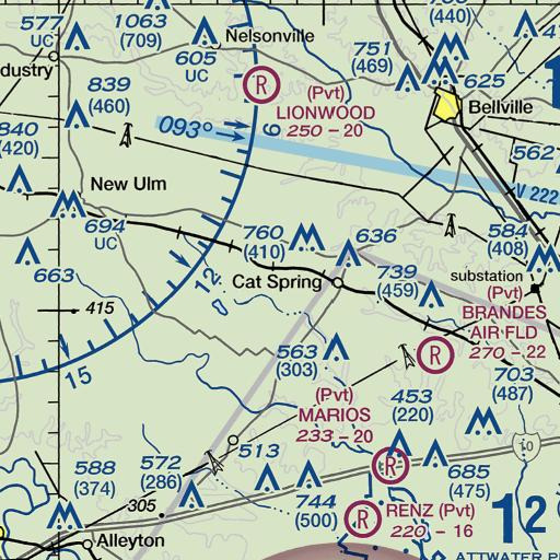 FAA VFR chart of Panther Creek, TX