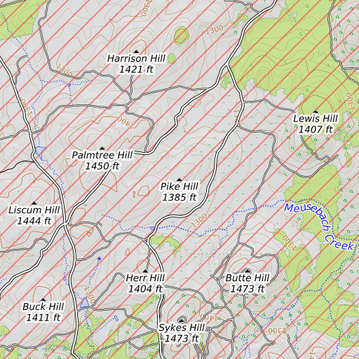 OpenTopoMap map of Pike Hill, TX