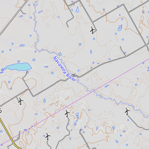 OpenTopoMap map of Ruyle Bridge, TX