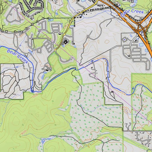 OpenTopoMap map of Spillar Ranch, TX