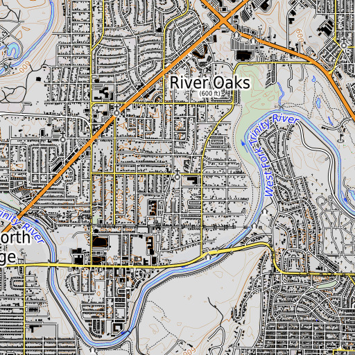 OpenTopoMap map of Trinity Church, TX