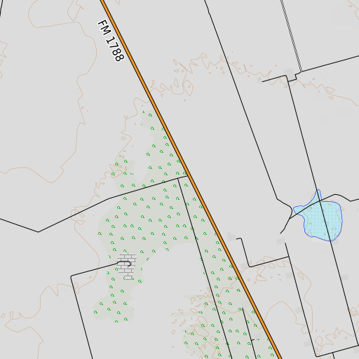 OpenTopoMap map of Windmill Number Twentytwo, TX