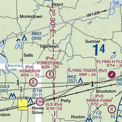 FAA VFR chart of Bergher Creek, TX