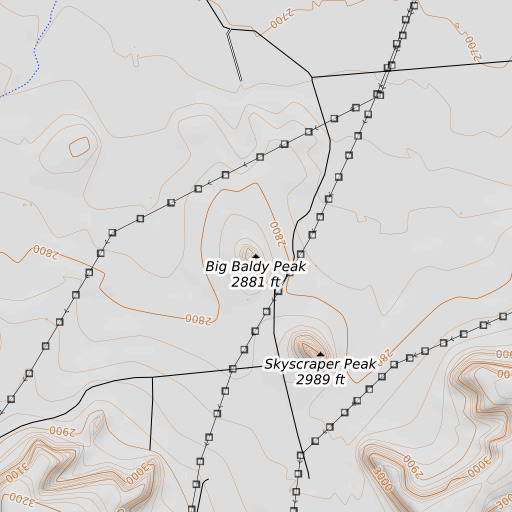 OpenTopoMap map of Big Baldy Peak, TX