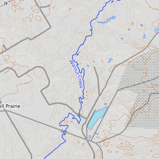 OpenTopoMap map of Big Willow Creek, TX