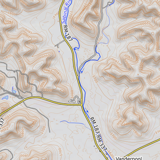 OpenTopoMap map of Brushy Creek, TX