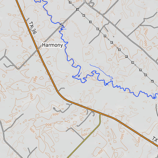 OpenTopoMap map of Brushy Creek, TX