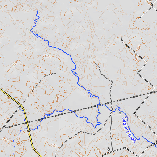 OpenTopoMap map of Brushy Creek, TX