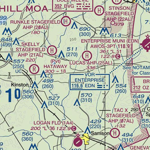 FAA VFR chart of Pond Branch, AL