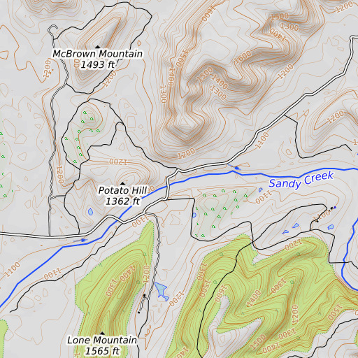 OpenTopoMap map of Coulee Hollow, TX
