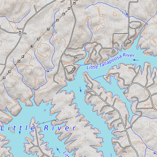 OpenTopoMap map of Young Ford, AL