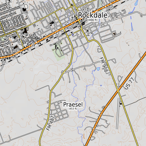 OpenTopoMap map of Little Ham Branch, TX