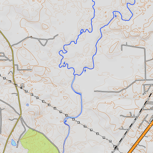 OpenTopoMap map of Long Tom Creek, TX