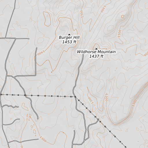 OpenTopoMap map of Lost Section, TX