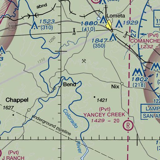 FAA VFR chart of Lynch Creek, TX