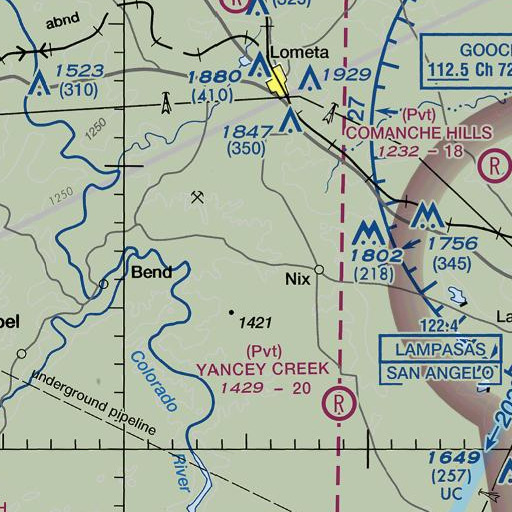 FAA VFR chart of Lynch Creek, TX