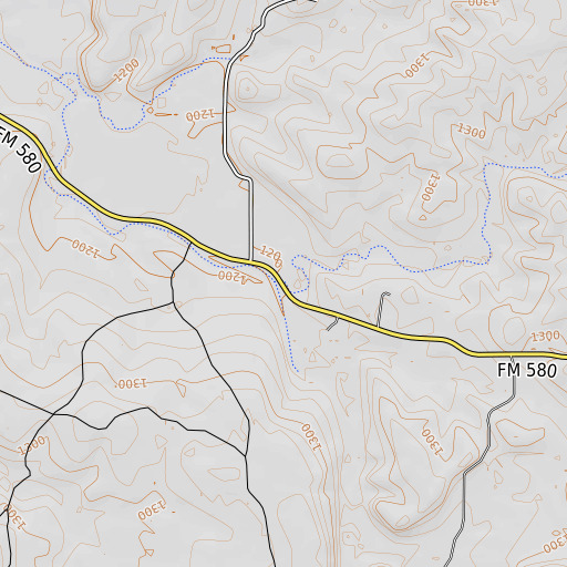 OpenTopoMap map of Lynch Creek, TX