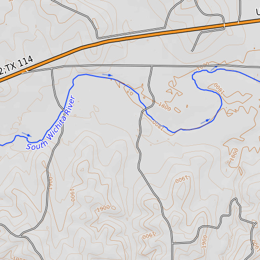 OpenTopoMap map of Lynn Canyon, TX
