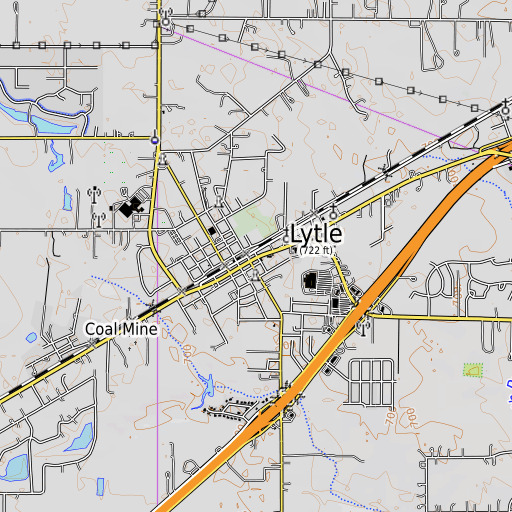 OpenTopoMap map of Lytle, TX