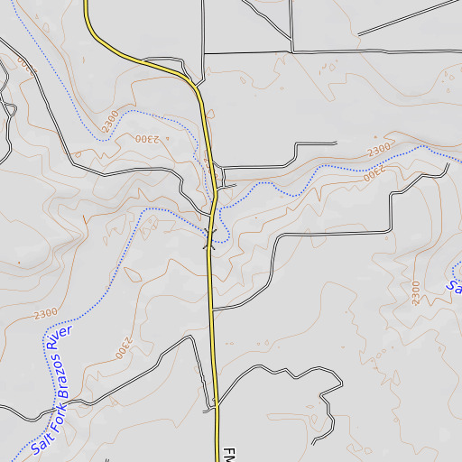 OpenTopoMap map of McDonald Creek, TX