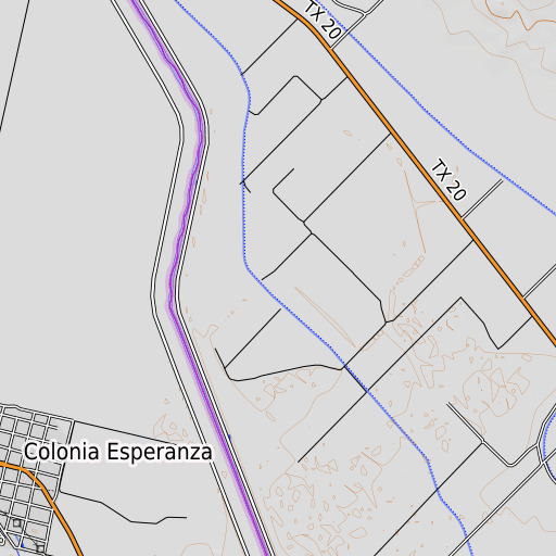 OpenTopoMap map of Miller Spur, TX