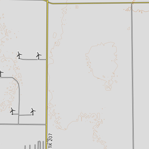 OpenTopoMap map of Millers Lake, TX