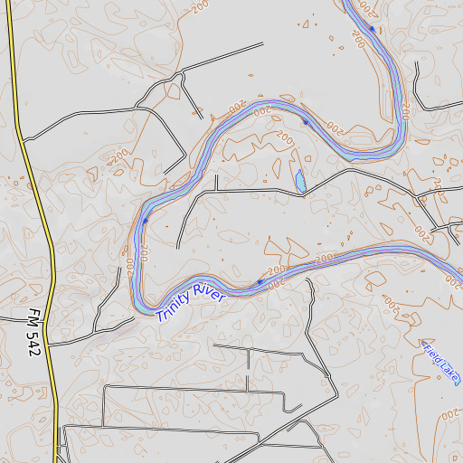 OpenTopoMap map of Mitchell Bend, TX