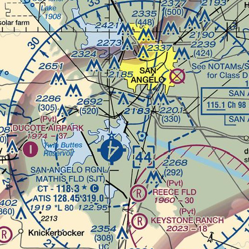 FAA VFR chart of Nasworthy Dam, TX