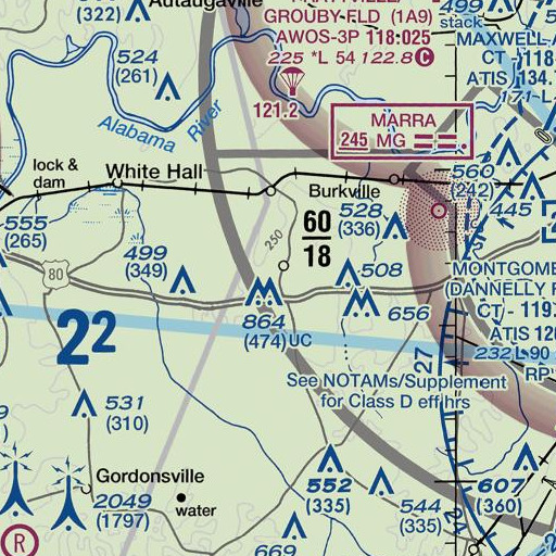 FAA VFR chart of Lowndes Academy, AL
