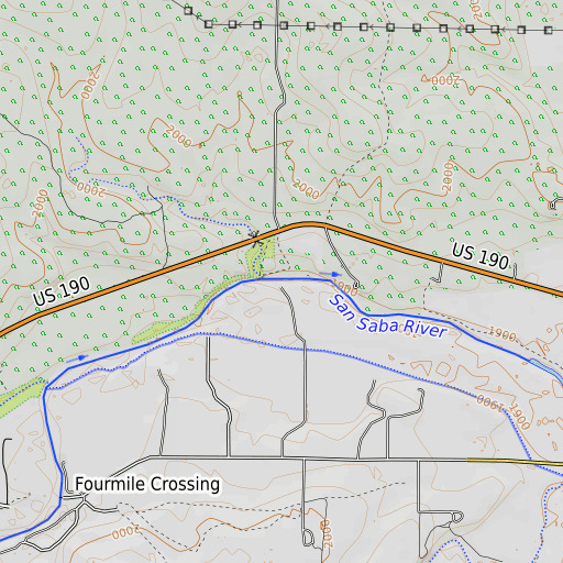 OpenTopoMap map of Ninemile Creek, TX