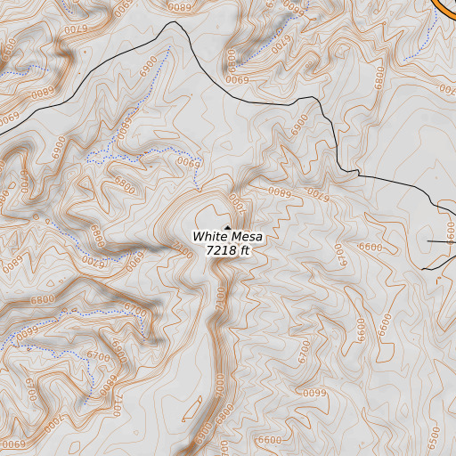 OpenTopoMap map of White Mesa, AZ