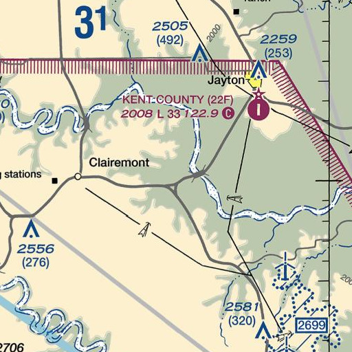 FAA VFR chart of North Fork Camp Creek, TX
