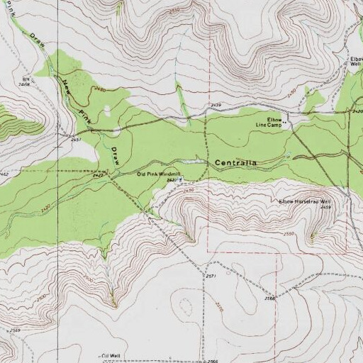 USGS 24K topo map of Old Pink Windmill, TX
