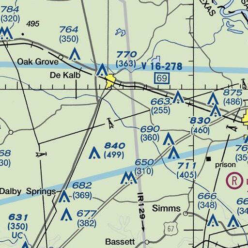 FAA VFR chart of Orear Branch, TX