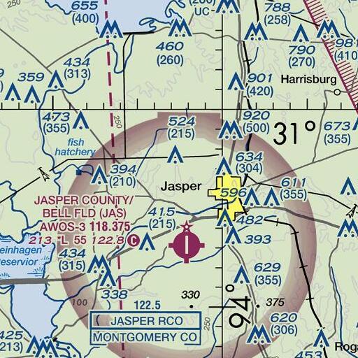 FAA VFR chart of Pattons Pond, TX