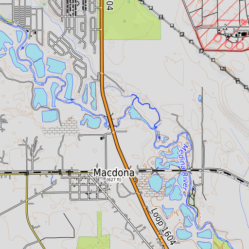 OpenTopoMap map of Polecat Creek, TX