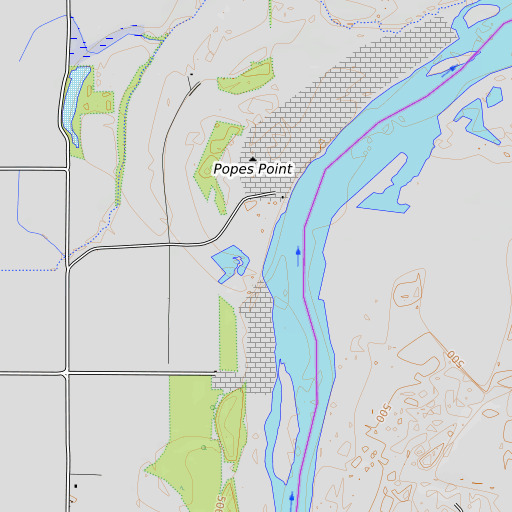 OpenTopoMap map of Popes Point, TX