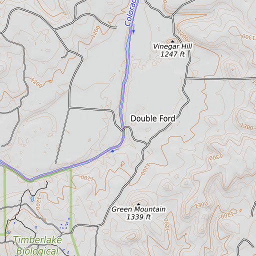 OpenTopoMap map of Rye Valley, TX