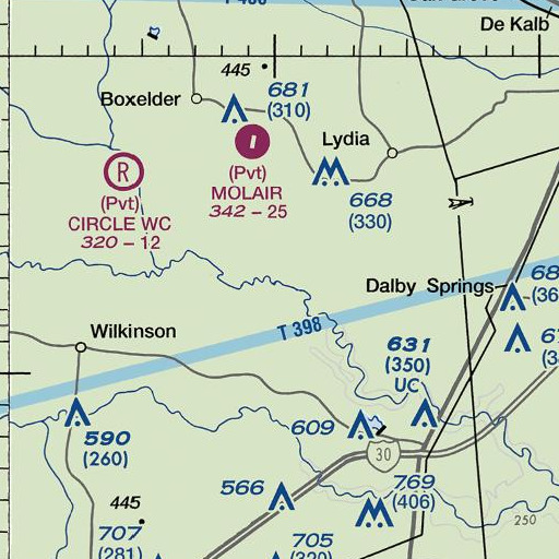 FAA VFR chart of Shawnee Creek, TX