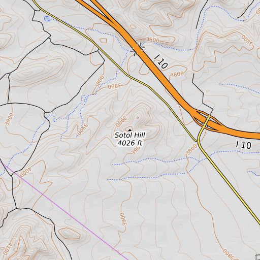 OpenTopoMap map of Sotol Hill, TX