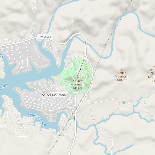 OpenStreetMap map of Spider Mountain, TX