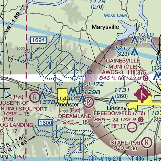 FAA VFR chart of Squirrel Creek, TX