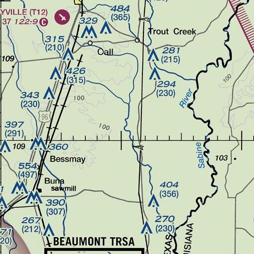 FAA VFR chart of Stamps Branch, TX