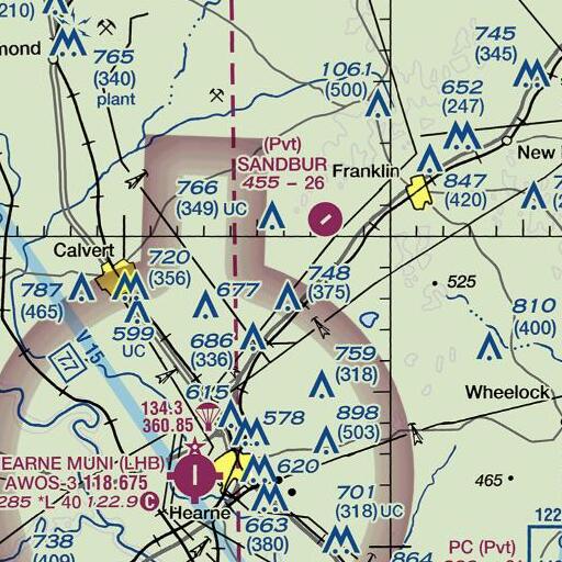 FAA VFR chart of Threemile Creek, TX