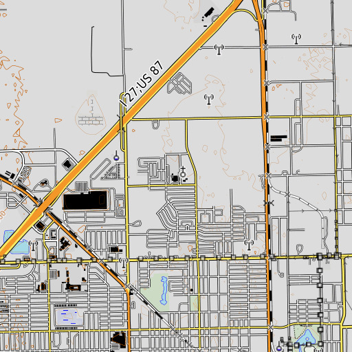 OpenTopoMap map of Thunderbird School, TX