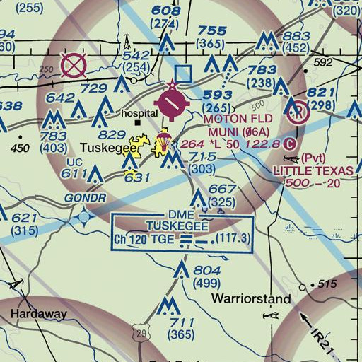 FAA VFR chart of Rush Cemetery, AL