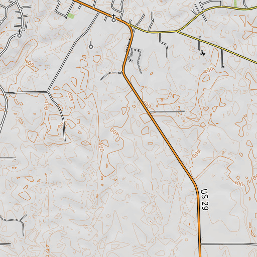 OpenTopoMap map of Rush Cemetery, AL