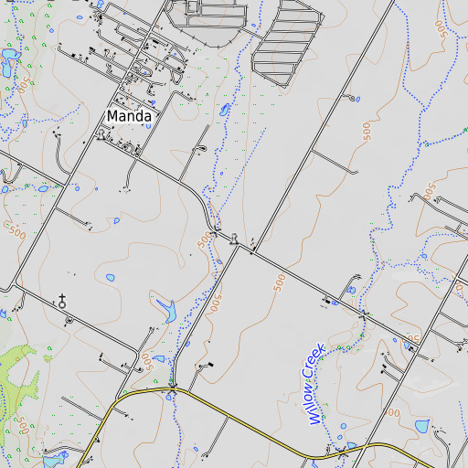OpenTopoMap map of Willow Ranch School, TX