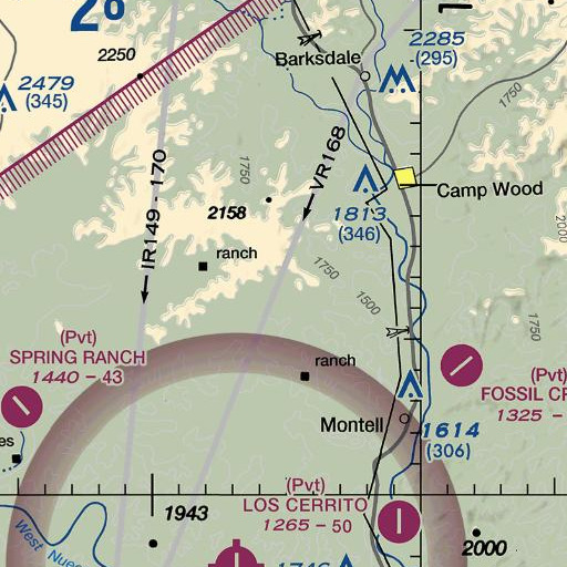 FAA VFR chart of Fat Hog Spring, TX