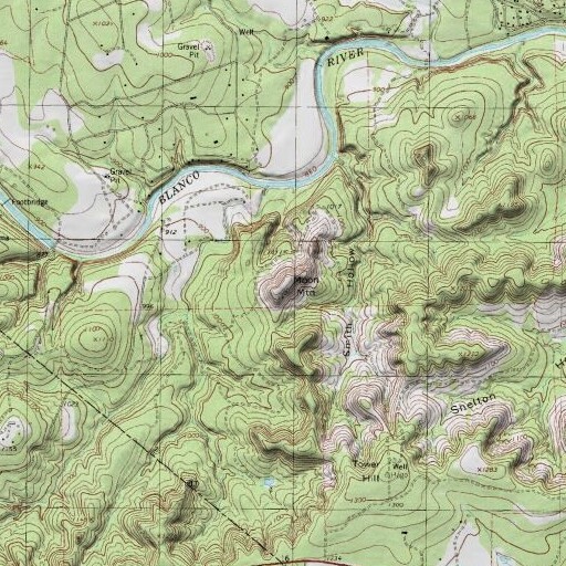 USGS 24K topo map of Moon Mountain, TX